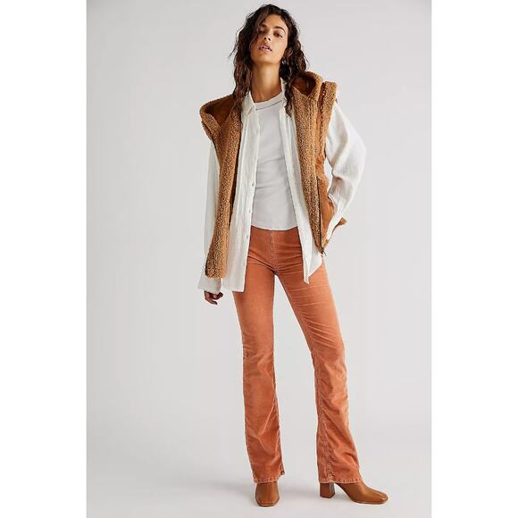 NWT We The Free Women’s Jenny High Rise Skinny Flare Corduroy Pant Size 26 Brown - Picture 1 of 8